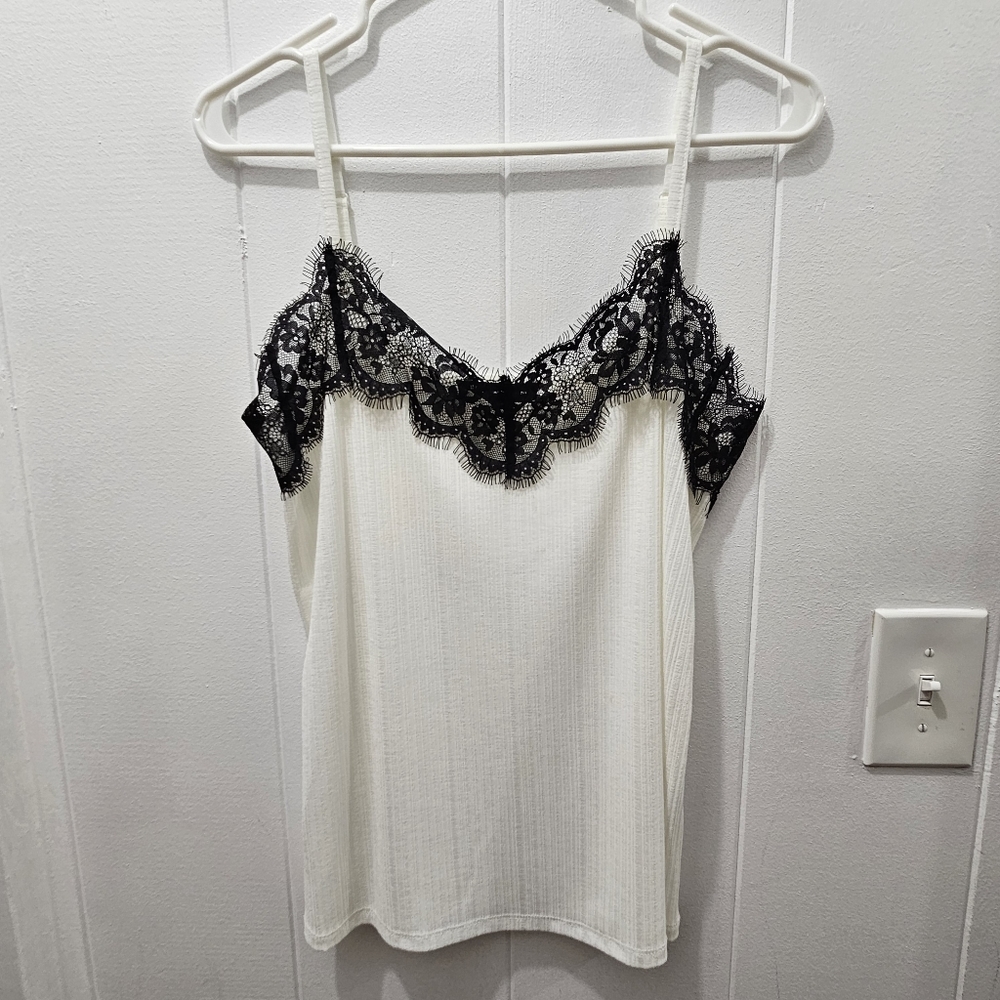 Y2K INC Black and White Lace Camisole Top Size S